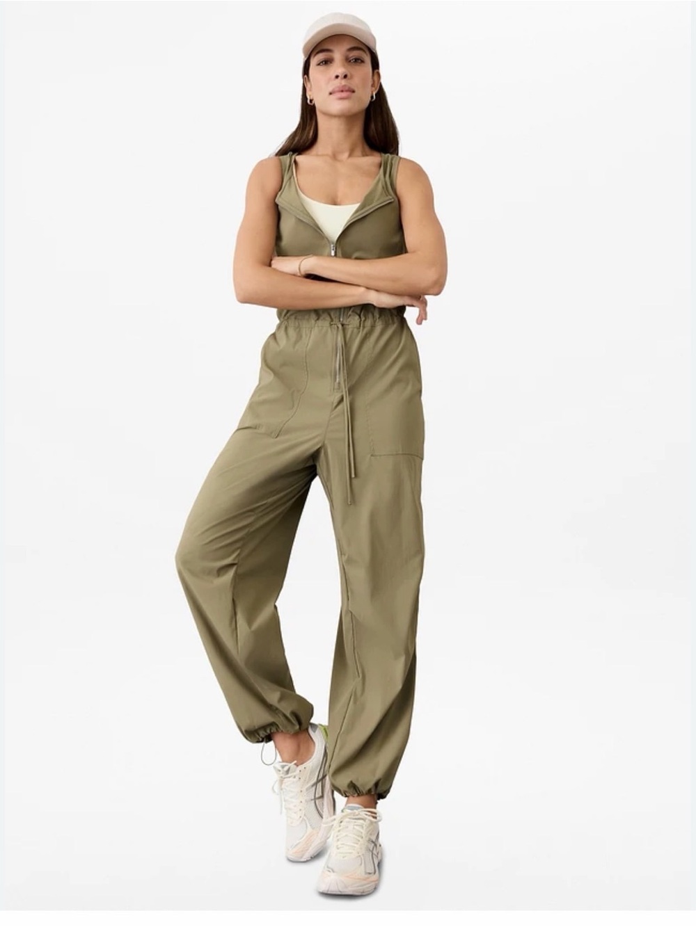 Athleta Olive Utility Jogger Jumpsuit